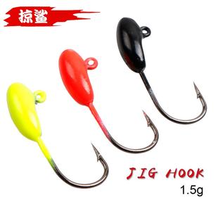 10只装高碳钢鱼钩1.5g/2.4cm路亚钩铅头钩根钓钩鱼型带倒刺单钩