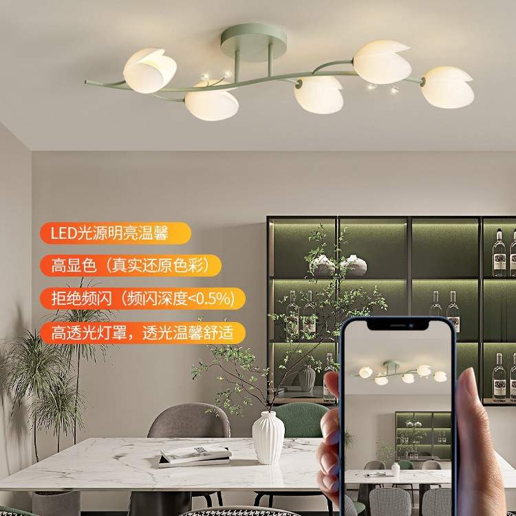 餐厅灯现代简约长条饭厅吊灯奶油风创意水晶吧台灯走廊过道吸顶灯