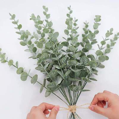 桉树叶人造花手捧花DIY花婚礼家居花瓶装饰花卉尤加利叶仿真花束