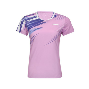 T恤AAYV048 李宁正品 羽毛球系列女子户外休闲运动训练透气短袖