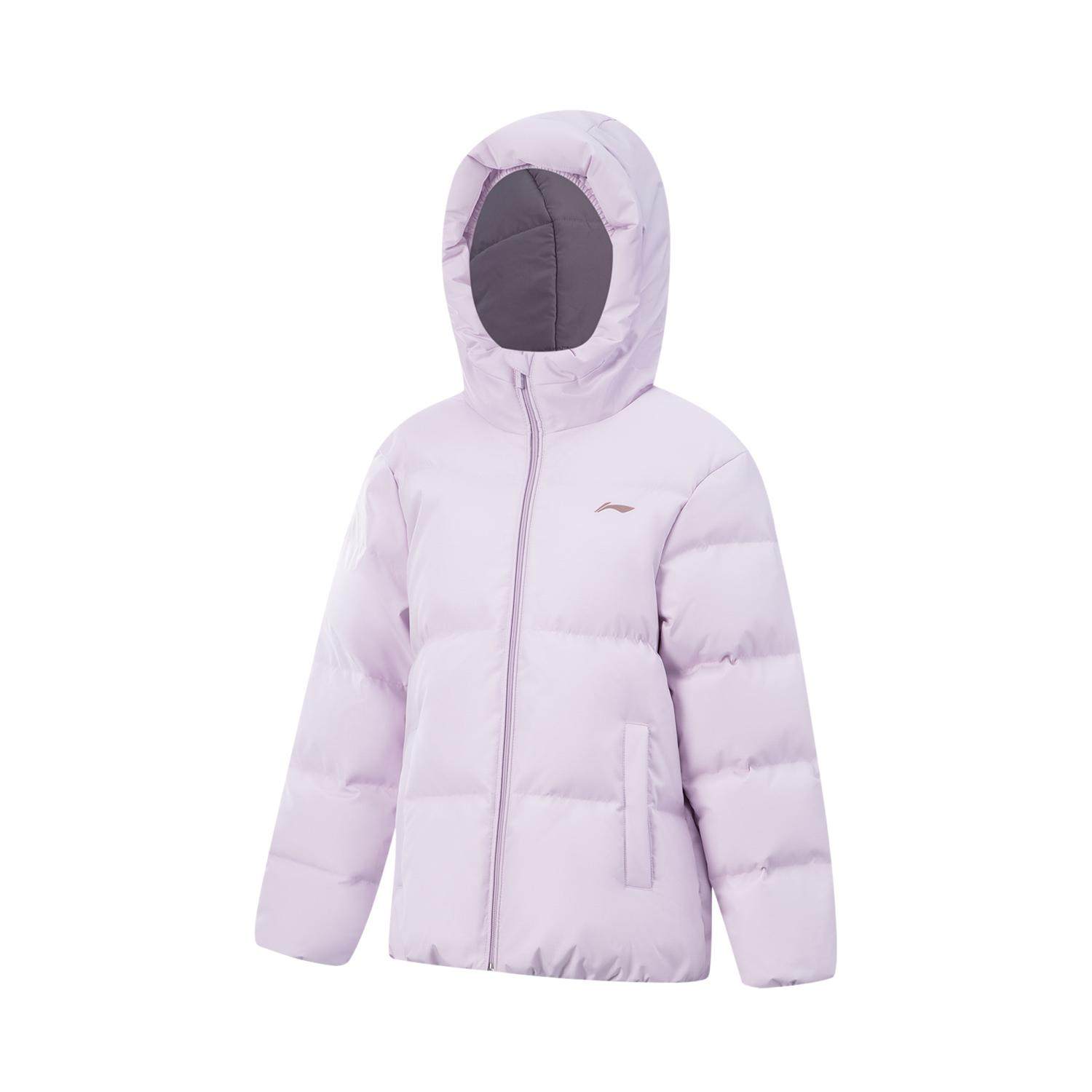 李宁正品综合体能系列女大童反光运动连帽保暖户外羽绒服YYMV026