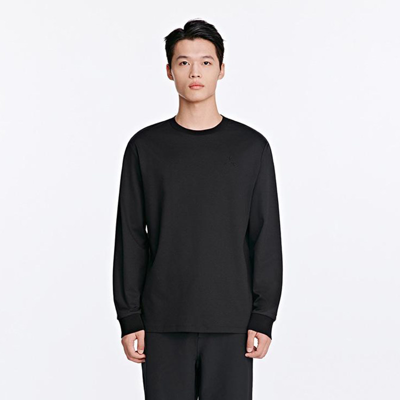 李宁正品经典系列男子宽松透气运动休闲舒适圆领长袖T恤ATLV155