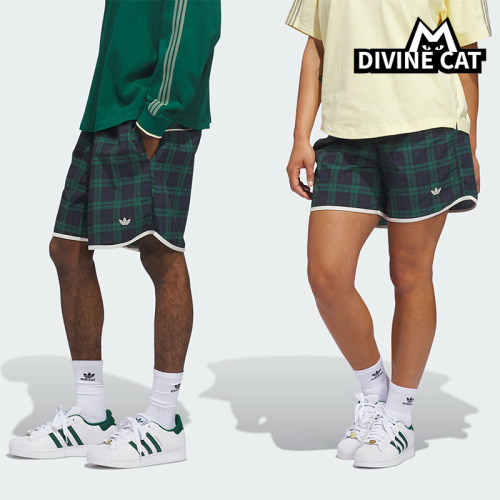 Adidas/阿迪达斯正品三叶草男女复古休闲格纹梭织运动短裤JZ0489