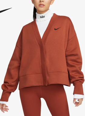Nike/耐克正品新款女士加绒针织宽松时尚复古外套FB8773-832