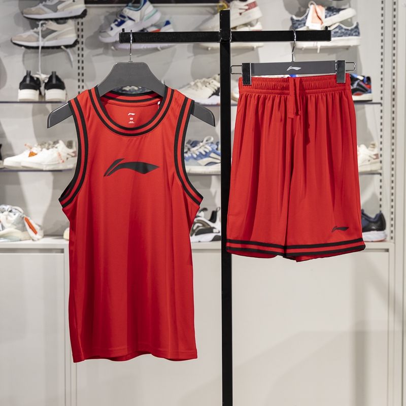 李宁正品2025夏季新款男大童训练运动吸湿排汗比赛套装YATV059-4