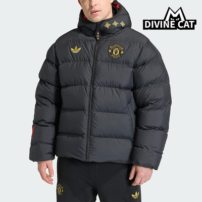 Adidas/阿迪达斯正品三叶草男士时尚曼联足球运动连帽棉服JM5567