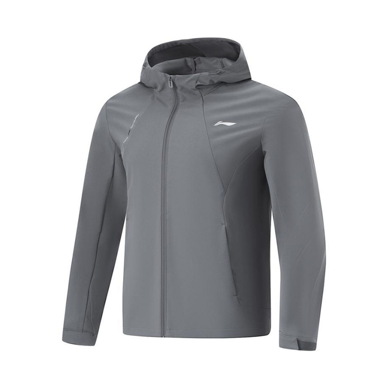 李宁正品健身系列男子运动训练防风防泼水连帽夹克外套AFDU521-2