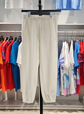 李宁正品中国文化系列女子柔软舒适针织运动束脚长裤AKLU320-1