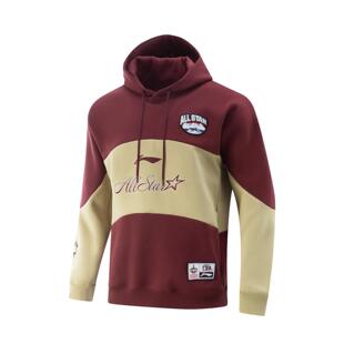 李宁正品 AWDVD33 CBA系列男子拼色户外休闲运动训练连帽卫衣套头衫