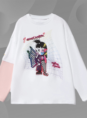 李宁正品童装秋季女童纯棉圆领打底T恤女孩长袖文化衫卫衣YHSR304