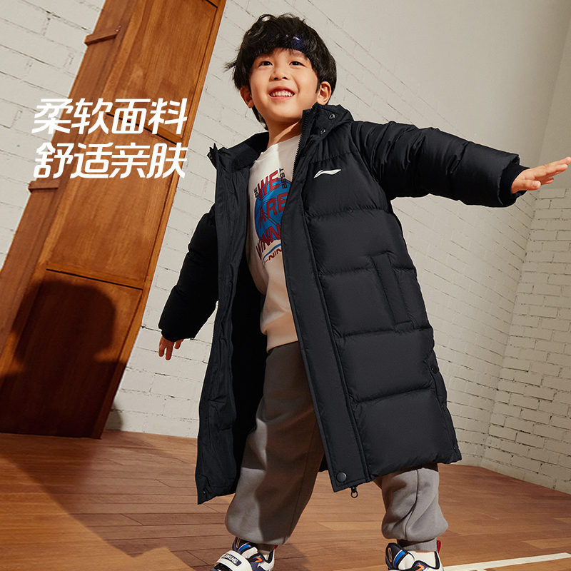 Lining/李宁正品冬季儿童休闲运动个性简约保暖连帽羽绒服YYMT169