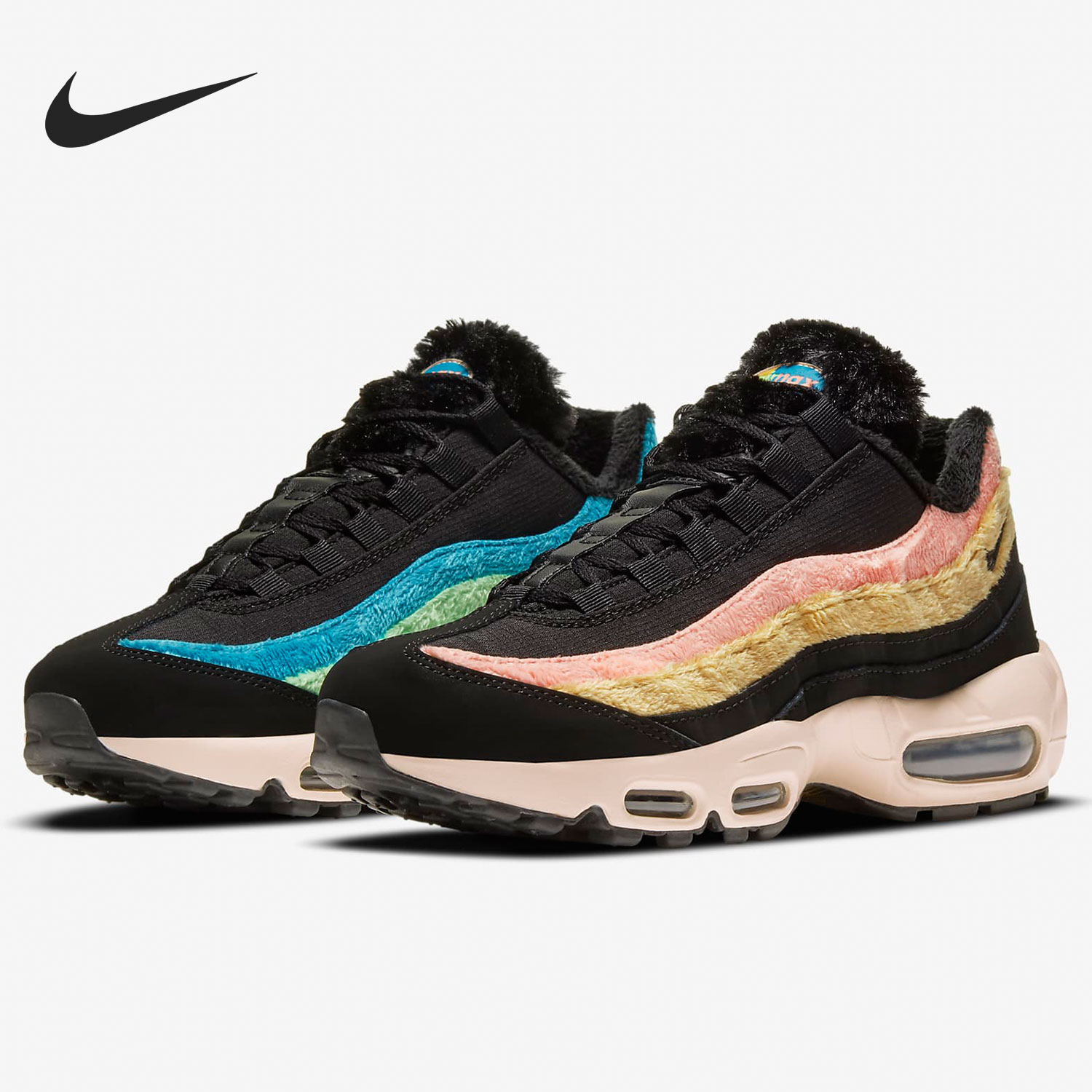 Nike/耐克正品Nike Air Max 95 PRM 黑粉蓝女款低帮运动鞋 DB9577