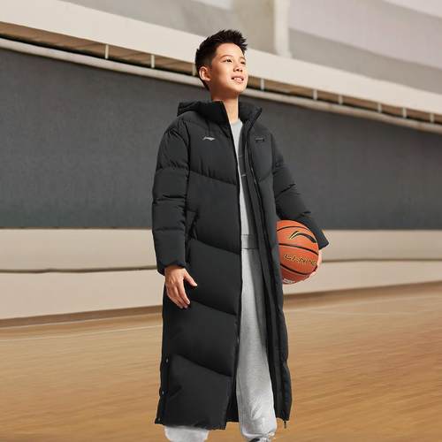 李宁正品2025新款男女大童户外休闲运动训练连帽羽绒服YYMV097