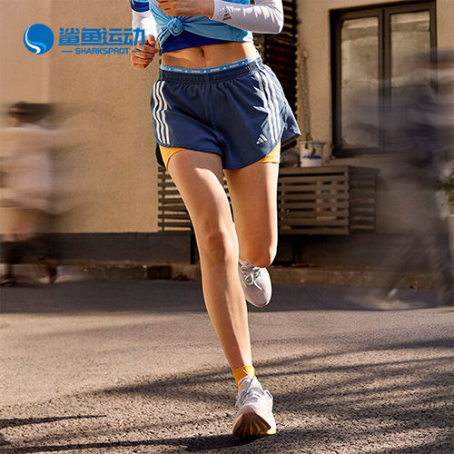 Adidas/阿迪达斯正品透气休闲新款女士跑步二合一运动短裤IK5016