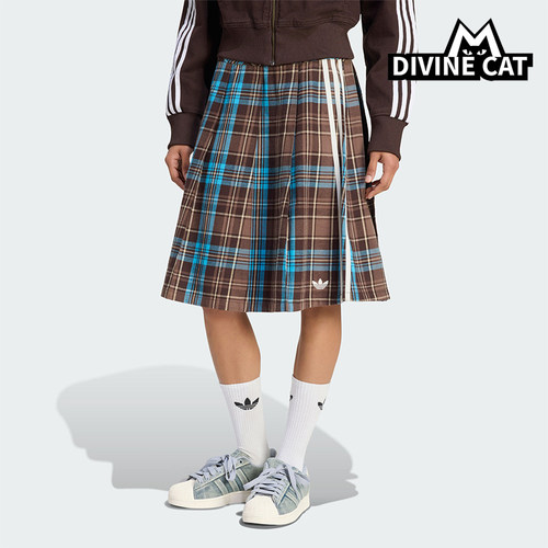 Adidas/阿迪达斯正品三叶草女士休闲格纹日常透气半身裙KW4529