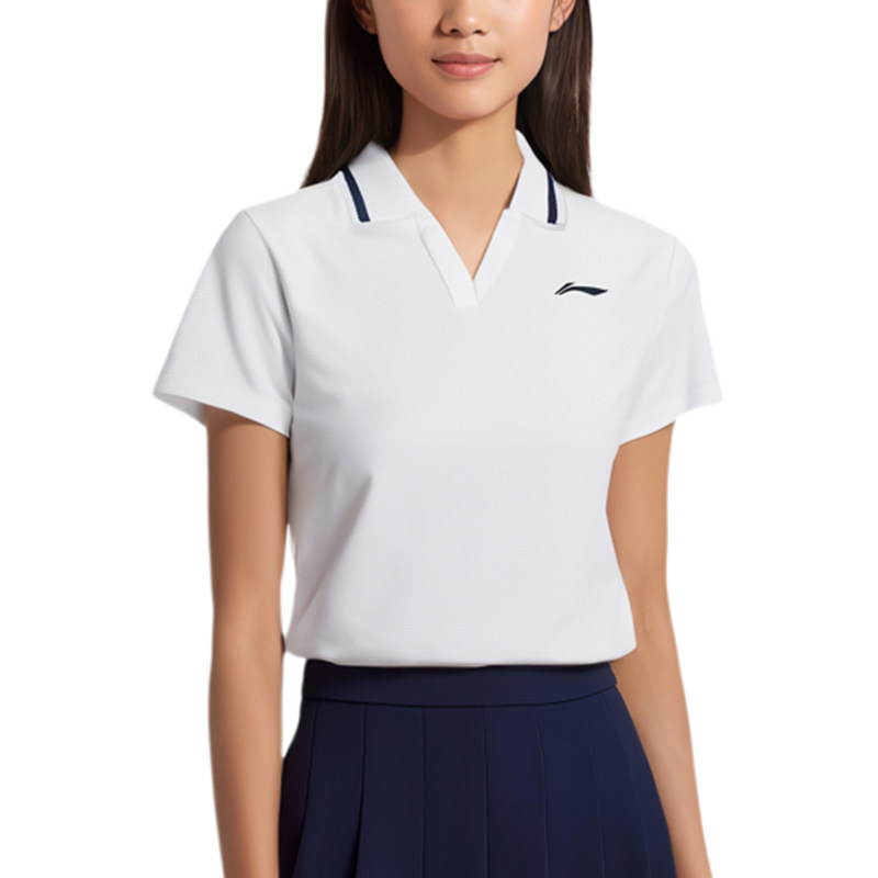 李宁正品网球系列女子吸汗透气运动简约百搭短袖POLO衫APLUA42-1