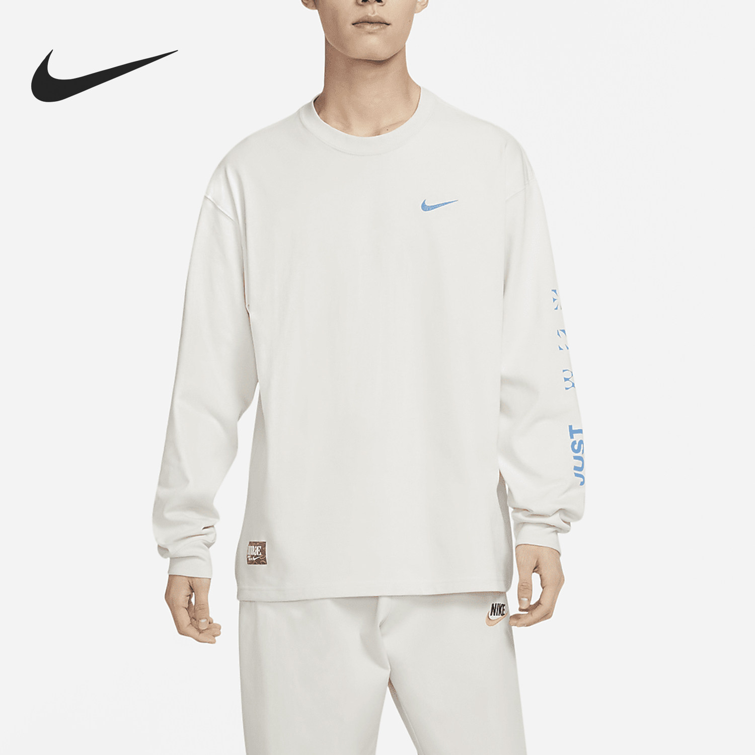 Nike/耐克正品新款男士印花宽松休闲圆领长袖T恤FJ7682-030