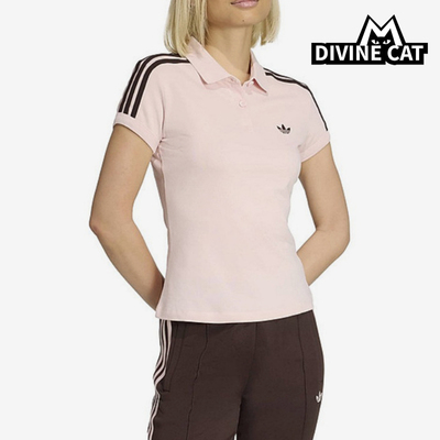 Adidas/阿迪达斯正品三叶草翻领条纹Polo衫女经典休闲短袖KD3699