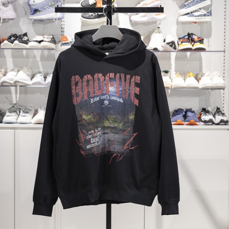 李宁正品反伍BADFIVE男子潮流印花宽松休闲套头连帽卫衣AWDV189-1