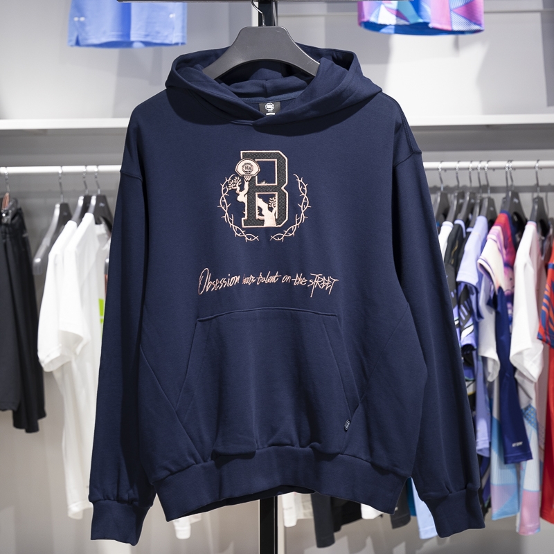 李宁正品反伍BADFIVE男子亲肤舒适宽松百搭连帽套头卫衣AWDT469-7