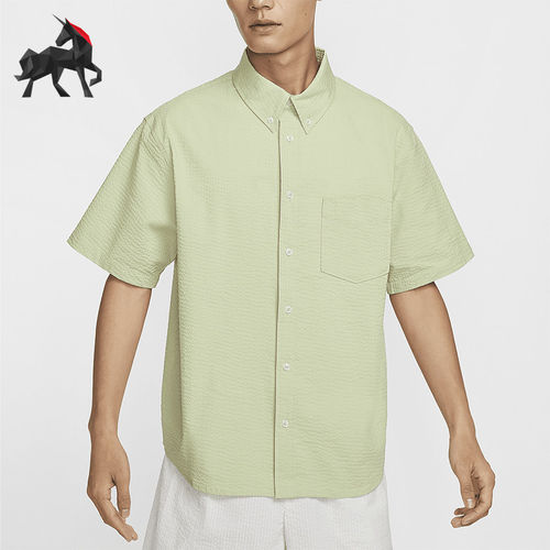 Nike/耐克正品Life男士短袖透气泡泡纱系扣短袖衬衫FN3223-371