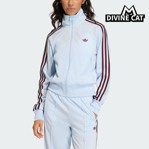 Adidas/阿迪达斯正品三叶草新款女浅蓝酒红色经典夹克外套KC6574