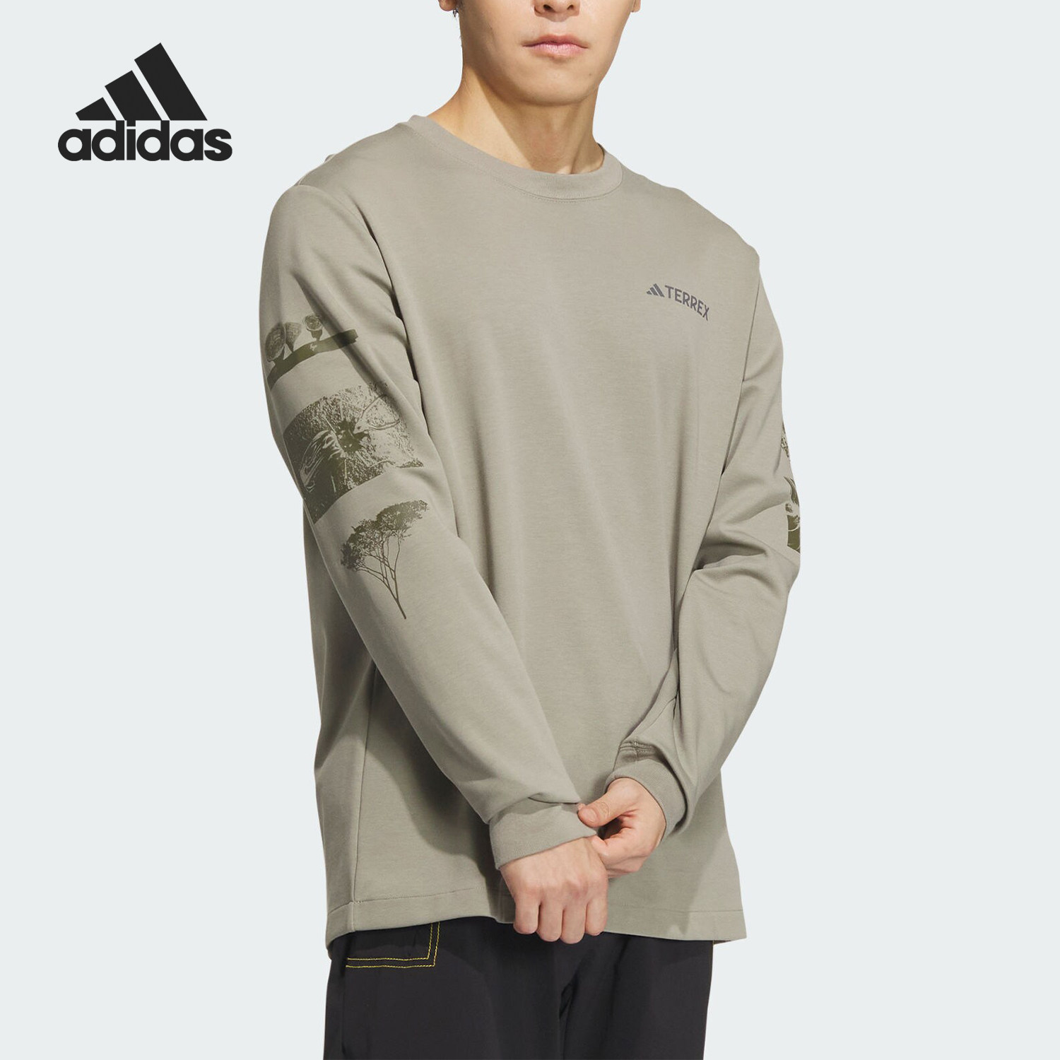 Adidas/阿迪达斯正品NATGEO LS TEE男士户外长袖T恤IS9509