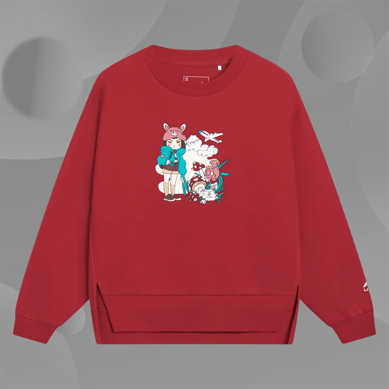 Lining/李宁正品春款女大童运动生活系列宽松套头卫衣YWDT036