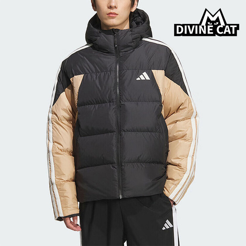 Adidas/阿迪达斯正品2025冬季款男士运动连帽拼接羽绒服KC2495