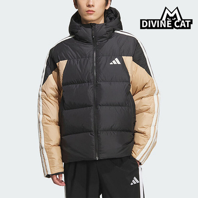 Adidas/阿迪达斯正品2025冬季款男士运动连帽拼接羽绒服KC2495