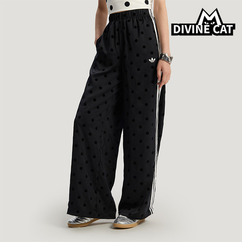 Adidas/阿迪达斯正品三叶草新款女黑白色经典阔腿运动裤KV1169