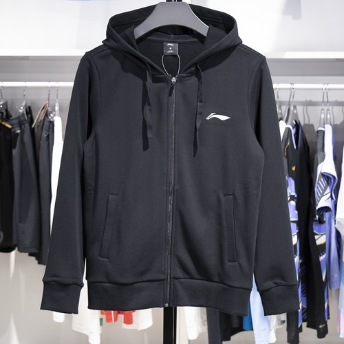 李宁正品2024冬季新款男子休闲百搭拉链开衫连帽卫衣YWDU343-1