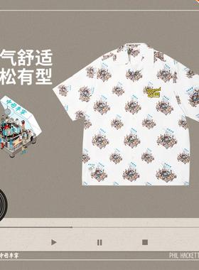 李宁正品 X Phil Hackett联名系列男子宽松休闲短袖衬衫ASHV033