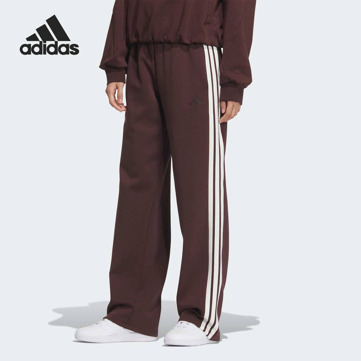 Adidas/阿迪达斯正品2025秋季款女士针织直筒运动长裤KB7588