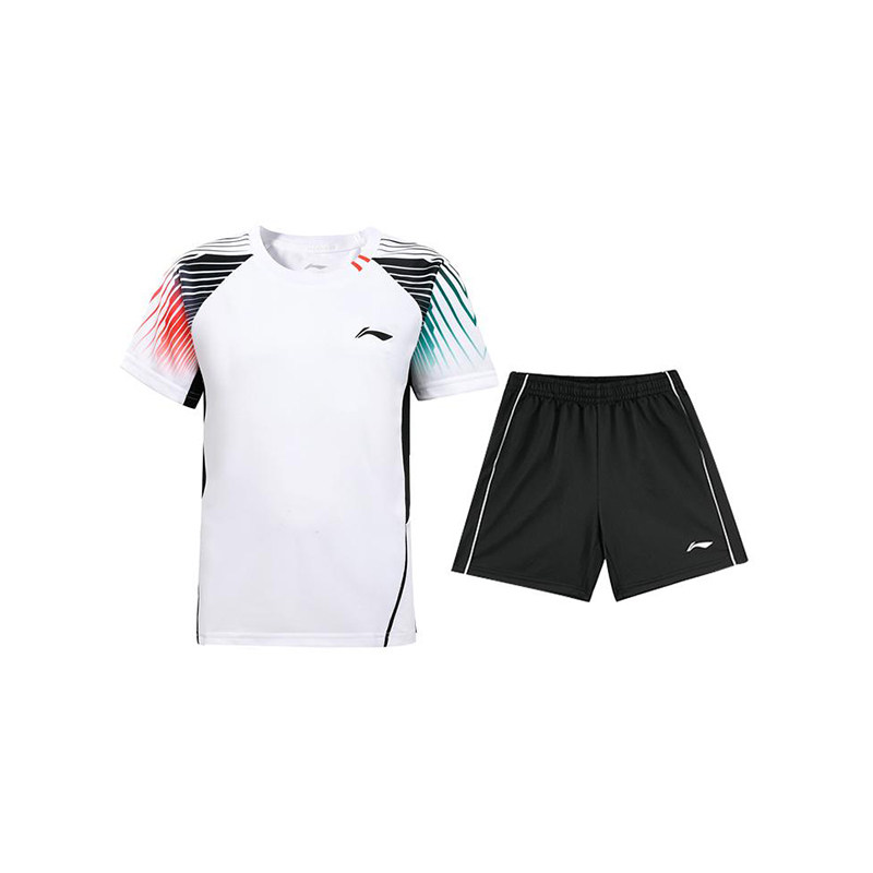 李宁正品羽毛球系列儿童休闲运动健身训练短袖短裤套装AATR096-2