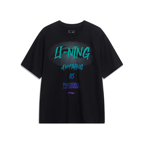 Lining/李宁正品新款男女同款时尚宽松圆领短袖T恤AHST547