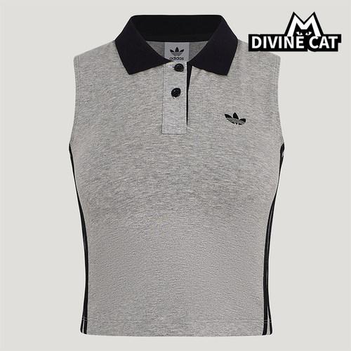 Adidas/阿迪达斯正品三叶草女士透气翻领针织POLO领背心T恤KY5694