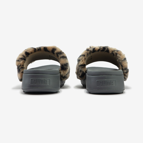 Puma/彪马正品Karmen Slide NEKO SAN女士厚底豹纹毛毛拖鞋