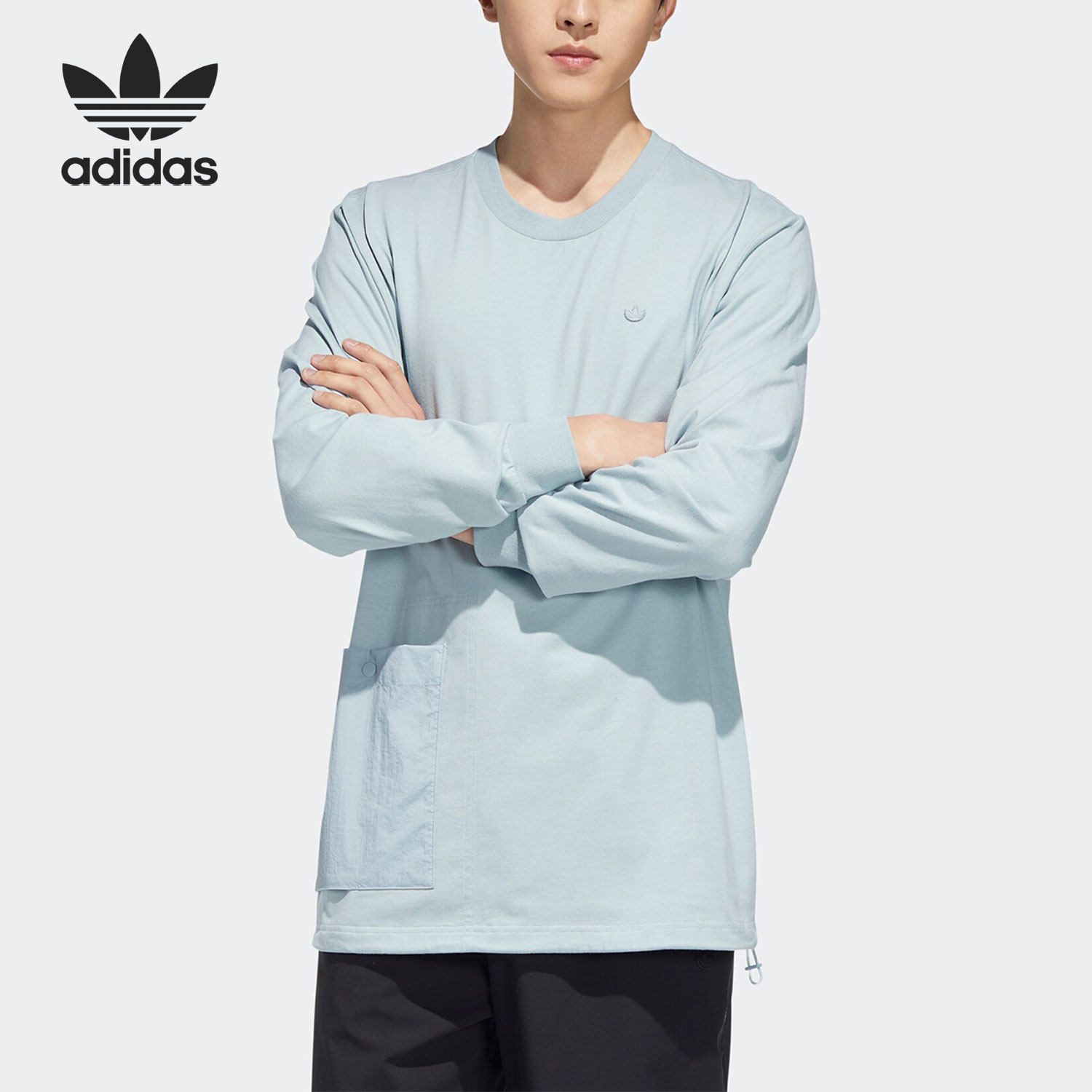 Adidas/阿迪达斯正品三叶草男子运动休闲宽松长袖T恤HM8012