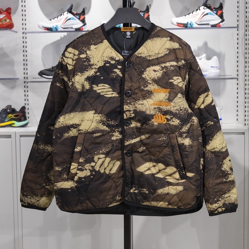 李宁正品反伍BADFIVE男子防泼水保暖舒适宽松运动棉服AJMU085-4