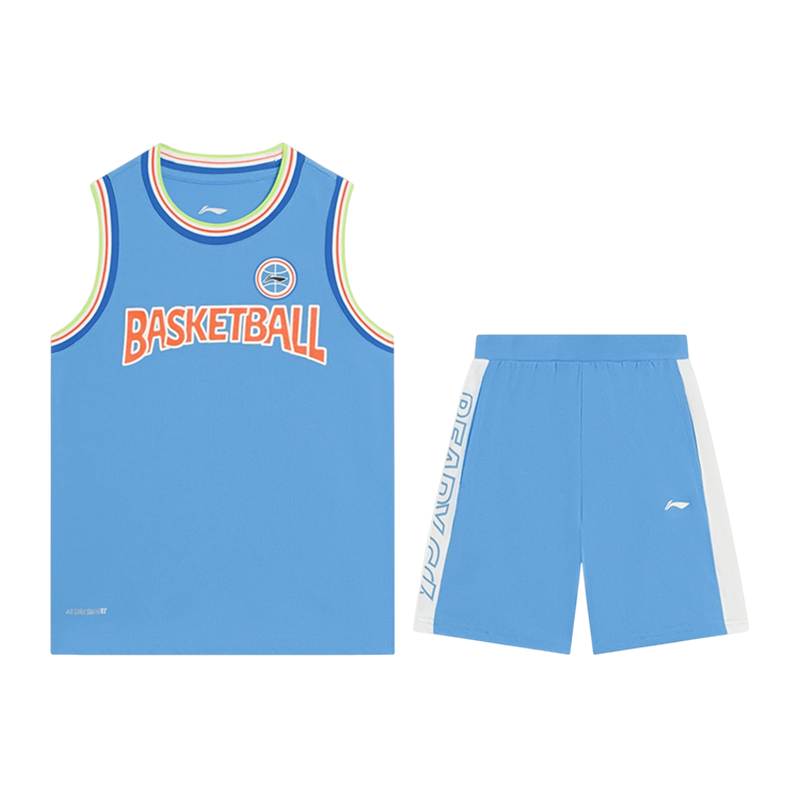 李宁正品夏季新款儿童运动生活系列圆领篮球服套装比赛服YATS015