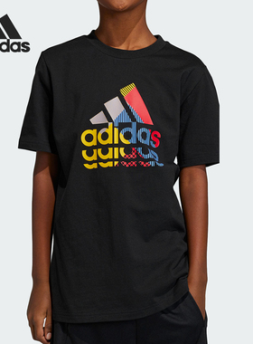 Adidas/阿迪达斯正品夏季儿童图案透气圆领休闲短袖IB9136