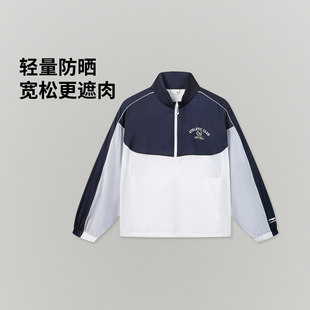 李宁女子运动生活系列抗紫外线薄款宽松立领风衣AFDWA24-2