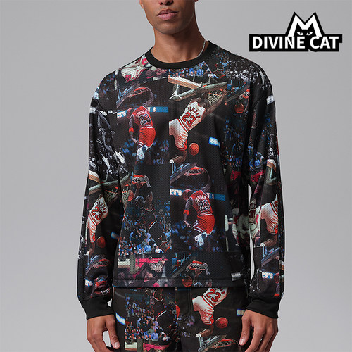 Nike/耐克正品Jordan男士印花针织宽松透气长袖T恤IF1831-010