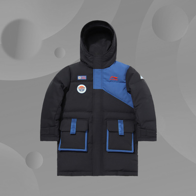 李宁正品童装男童羽绒服冬款休闲厚款保暖中长款羽绒服YYMQ027