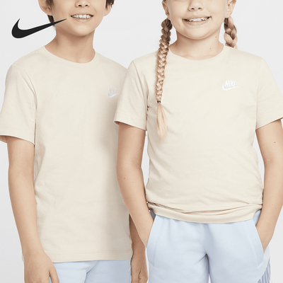 Nike/耐克正品春季大童经典透气刺绣圆领针织短袖FZ5177-126