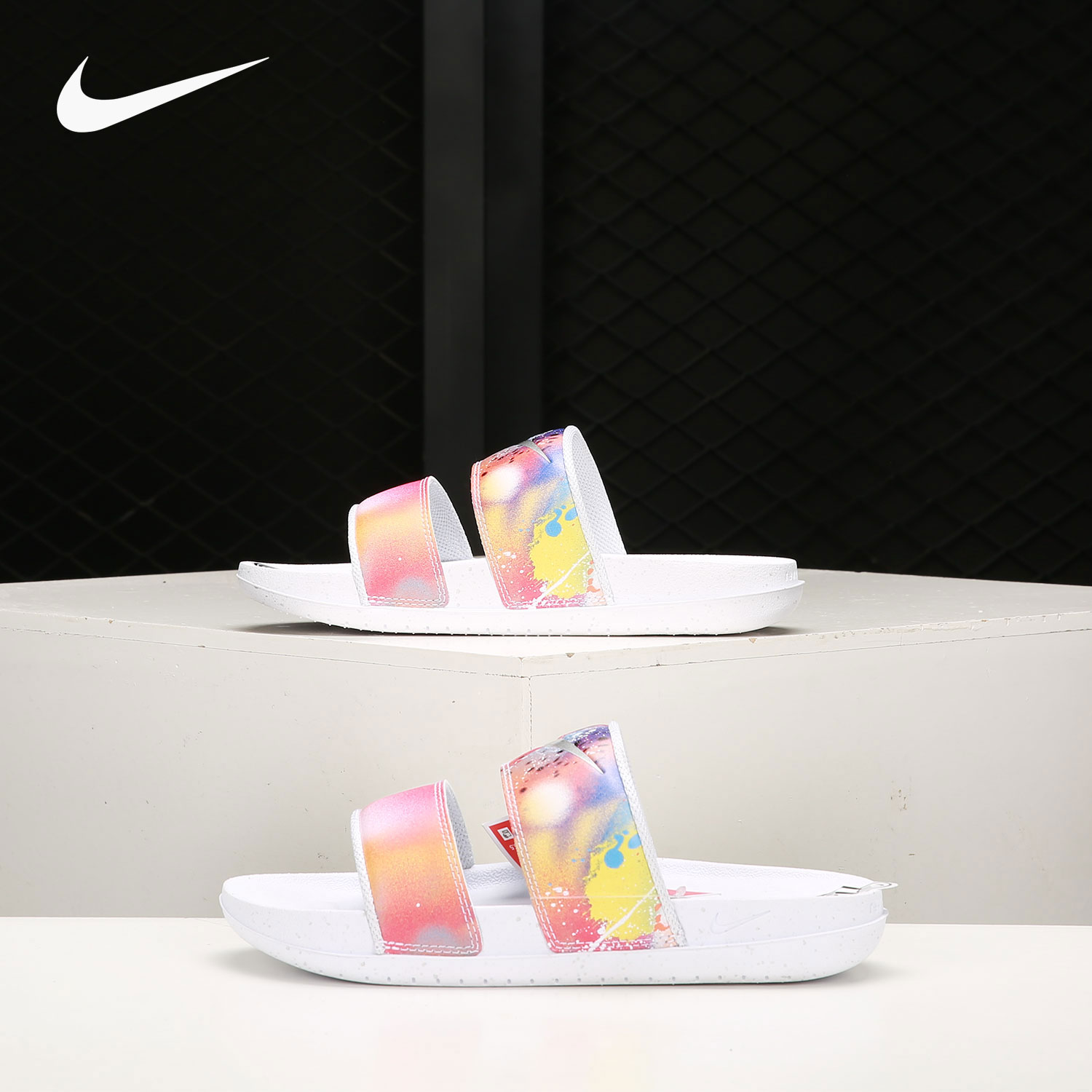 Nike/耐克正品当季新款女子双绑带扎染忍者运动拖鞋 DJ4282