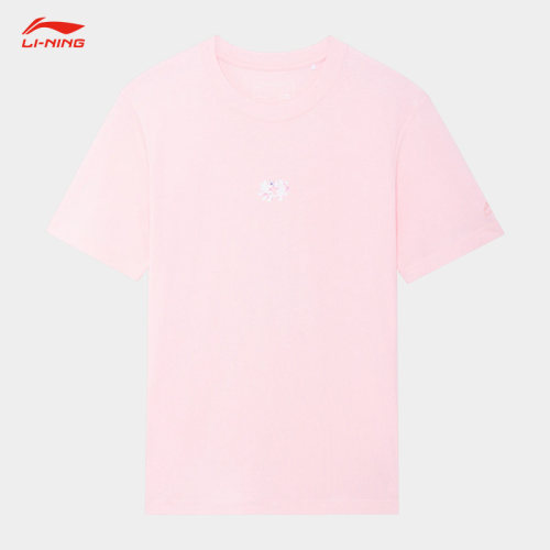 Lining/李宁正品樱花系列男女同款时尚印花舒适短袖T恤AHSS917