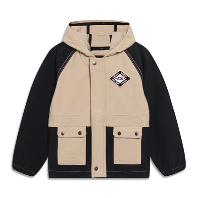 Lining/李宁正品男小童运动生活系列休闲宽松针织连帽风衣YFDT015