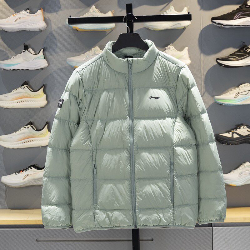 李宁正品乒乓球系列男女同款户外休闲保暖立领羽绒服AYMV093-3